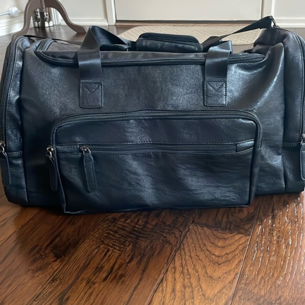 NWOT Black Duffel Faux Leather